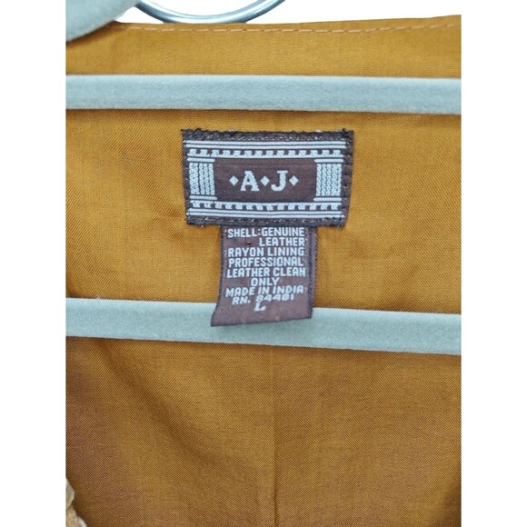 AJ Genuine Suede Leather Vest Western Cowboy Boho Fringe Look Men’s L Brown Line - Picture 8 of 8